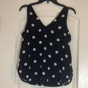 Old Navy Black And White Polka Dot Sleeveless Blouse Size L